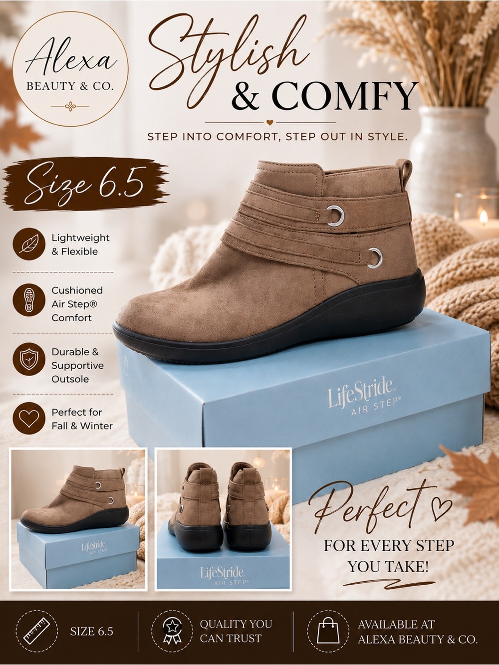 Women's Tan Ankle Boot - Life Style